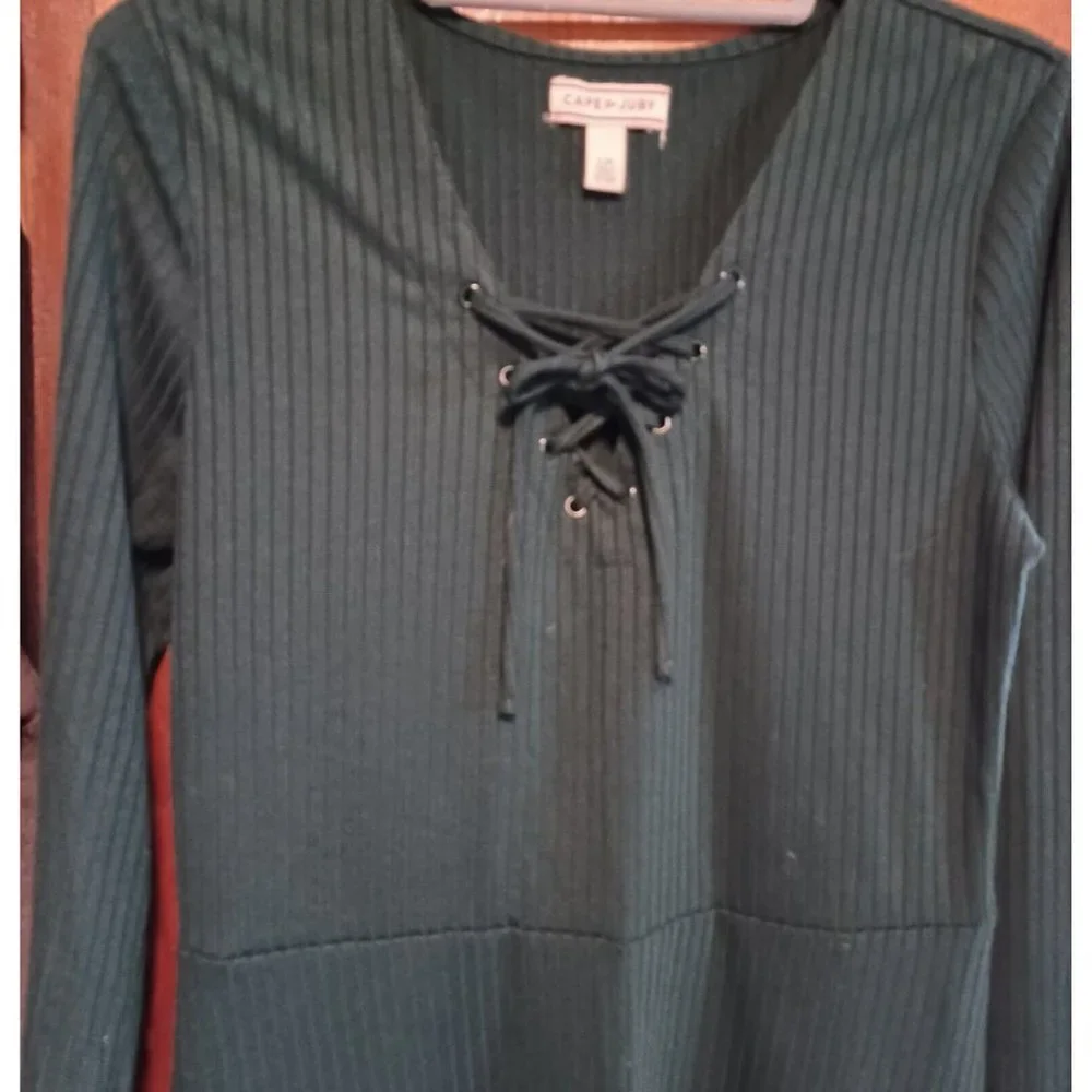 Cape Juby Short Dress/Tunic Emerald Green Wmn's Sz L Office School Casual Travel - Picture 2 of 7